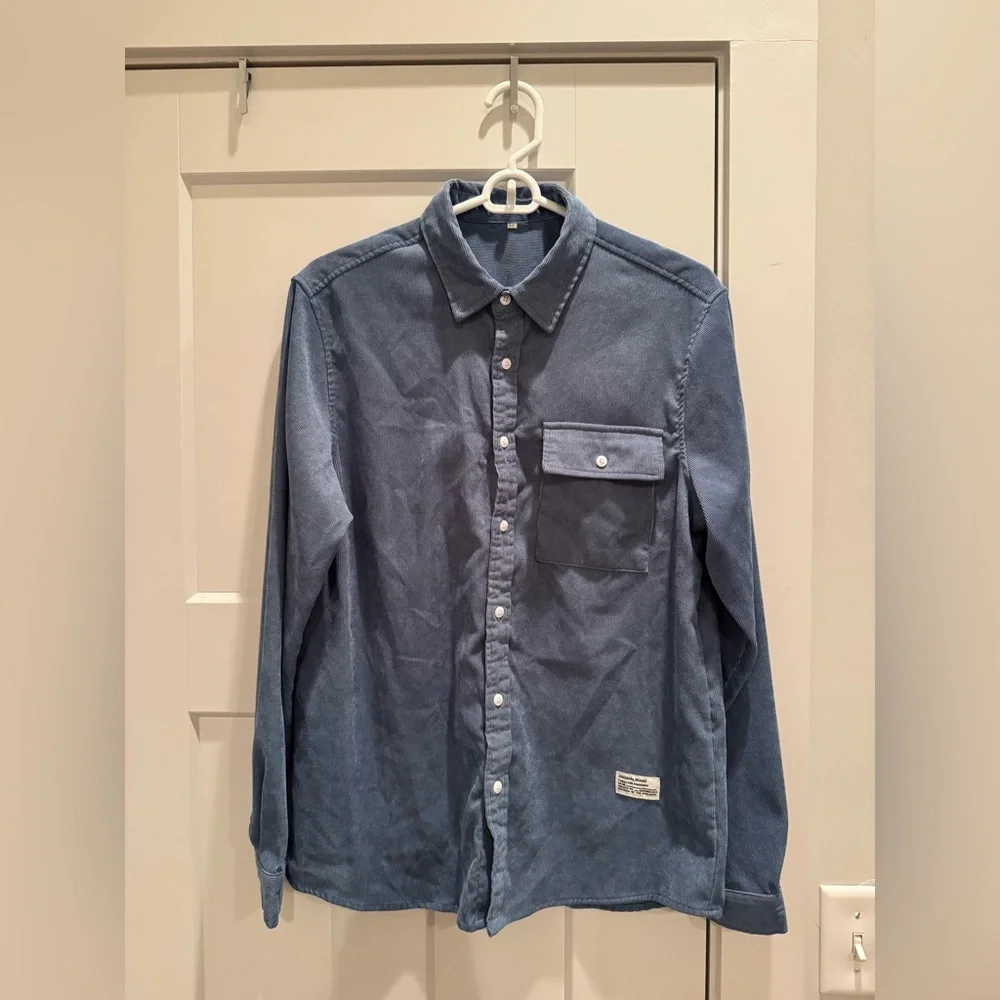 Men's Blue Button up Flannel Shirt - Picture 1 of 3